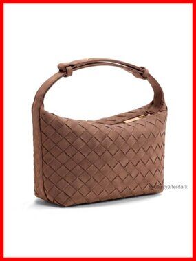 Woven Faux Suede Shoulder Bag Vegan Leather Hobo Handbag Purse